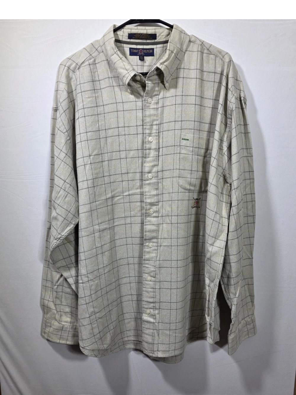 Vintage Tommy Hilfiger Golf Flannel Shirt XXL Thick Cotton Plaid Button Down Y2K